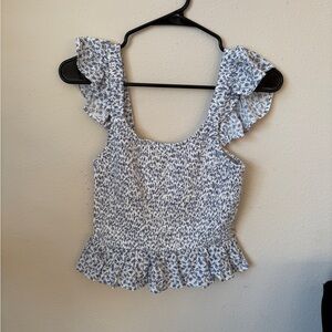 Wallflower smocked floral tank top M